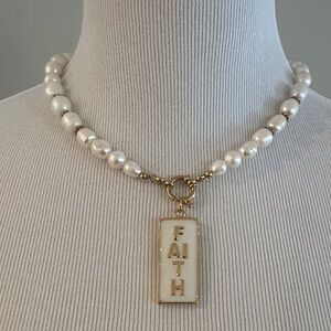 Pearl Necklace with Faith Pendant
